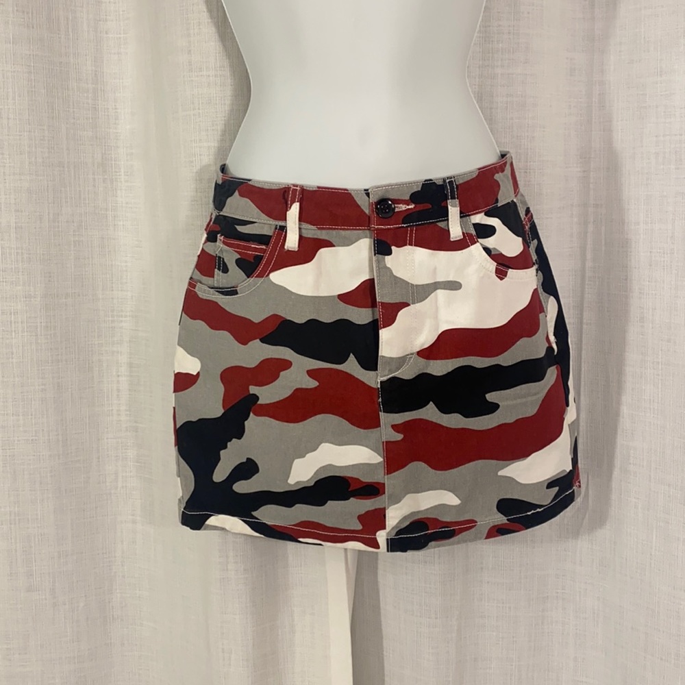 Red, White, & Black Camo Skirt (Forever 21)